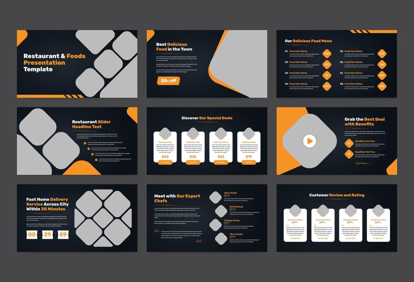 Minimalist dark food and restaurant template design vector