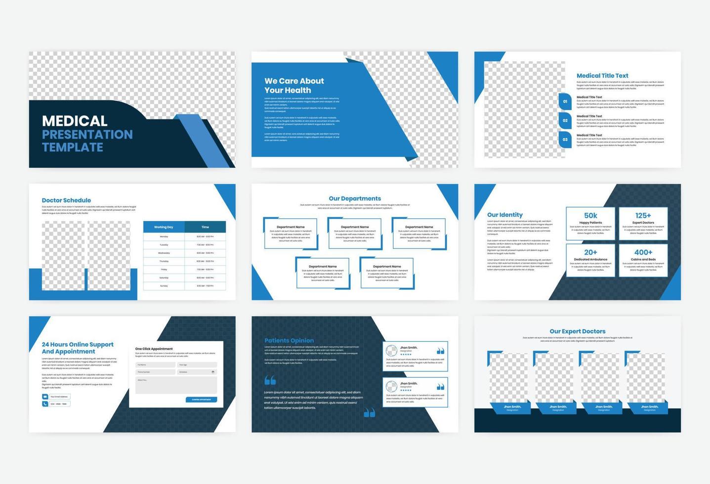 Minimalist abstract medical and hospital presentation template vector