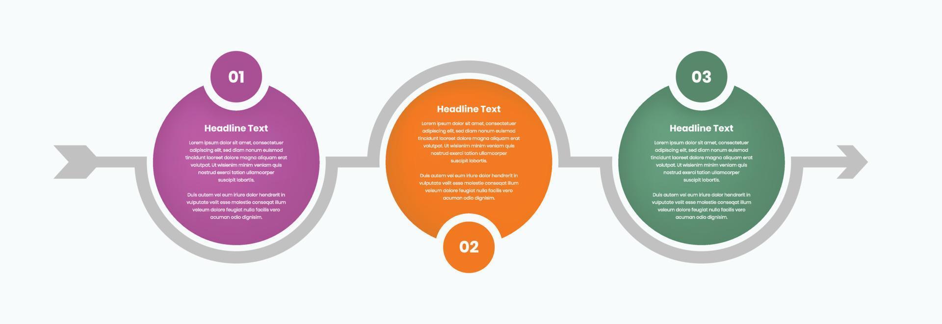 Process or steps infographic timeline presentation with arrow shape and ellipse vector