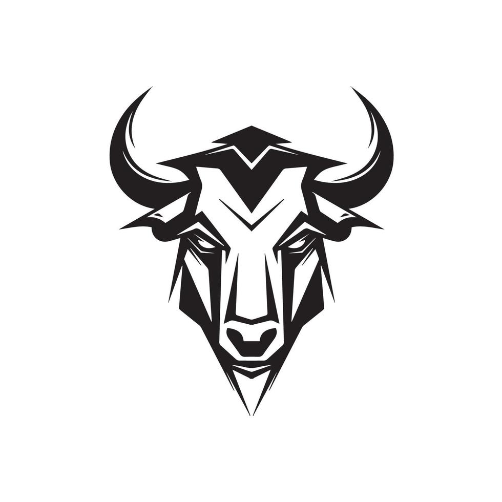 A minimalistic abstract bull head logo in a simple art style. vector