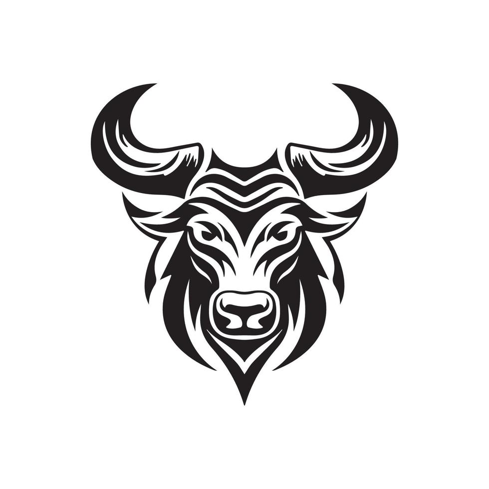 A minimalistic abstract bull head logo in a simple art style. vector