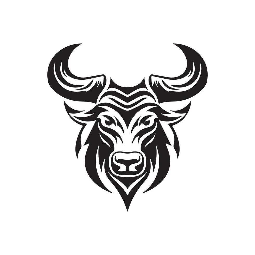 A minimalistic abstract bull head logo in a simple art style. vector