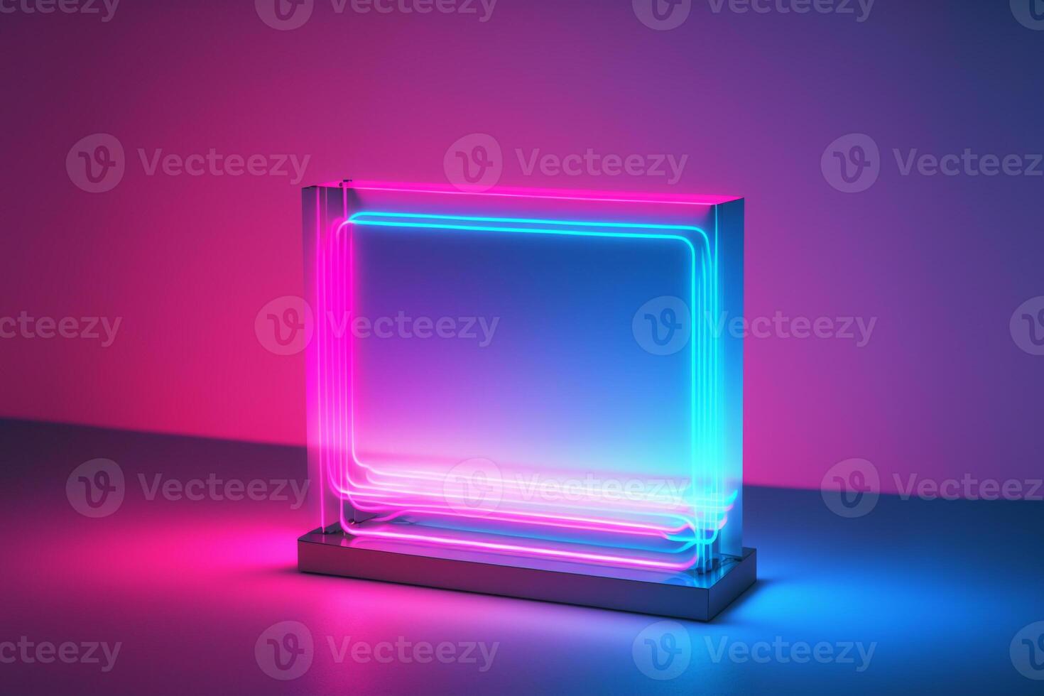 Retro neon studio pink blue gradient . Neon blue light. Digital space technology background. photo