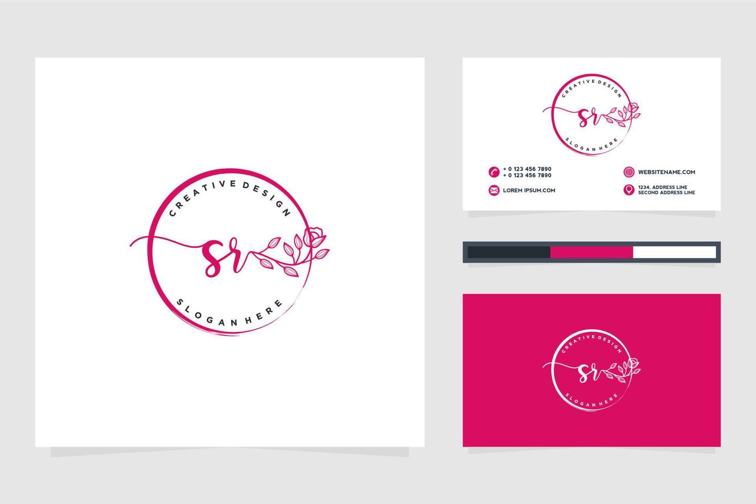 Initial SR Feminine logo collections and business card template Premium Vector