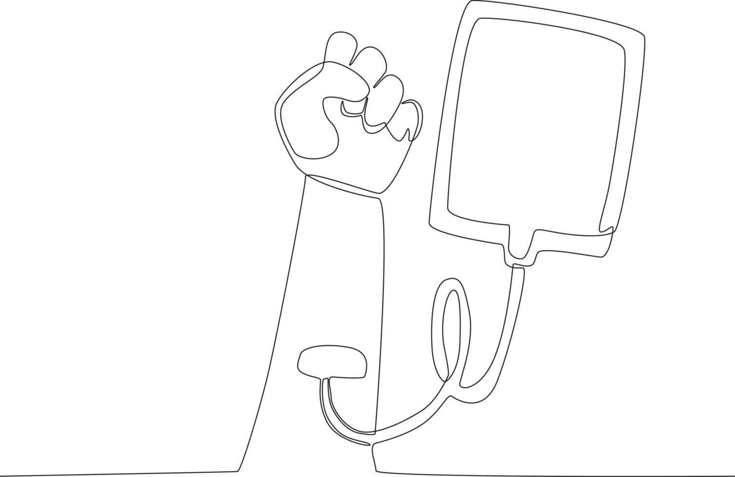 A clenched hand when donating blood vector