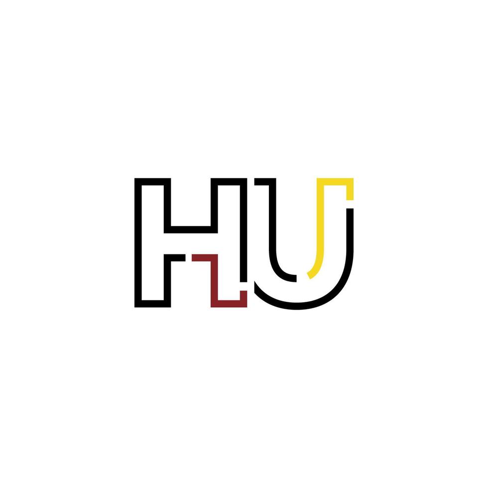 Abstract letter HU logo design with line connection for technology and digital business company. vector