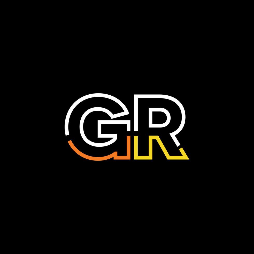 Abstract letter GR logo design with line connection for technology and digital business company. vector
