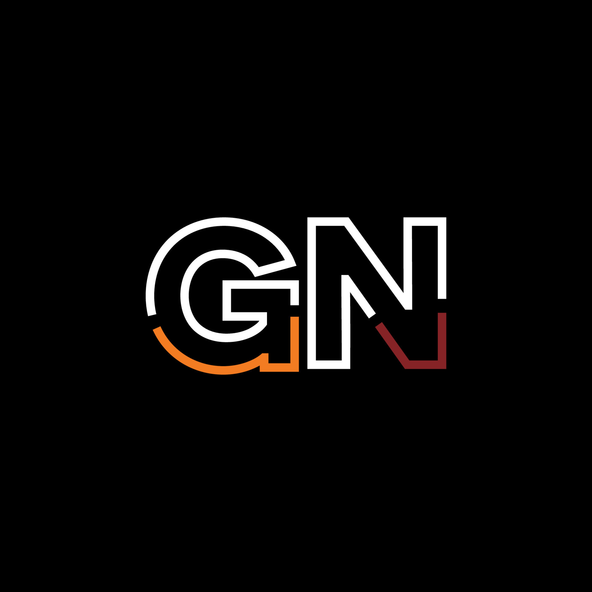 Abstract letter GN logo design with line connection for technology and