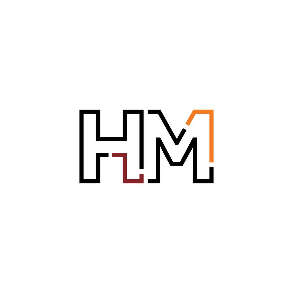 Abstract letter HM logo design with line connection for technology and digital business company. vector