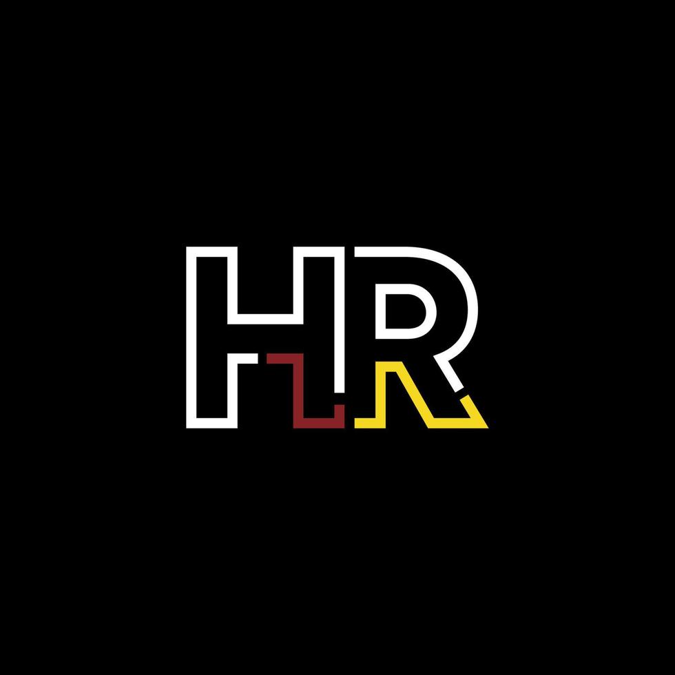Abstract letter HR logo design with line connection for technology and digital business company. vector