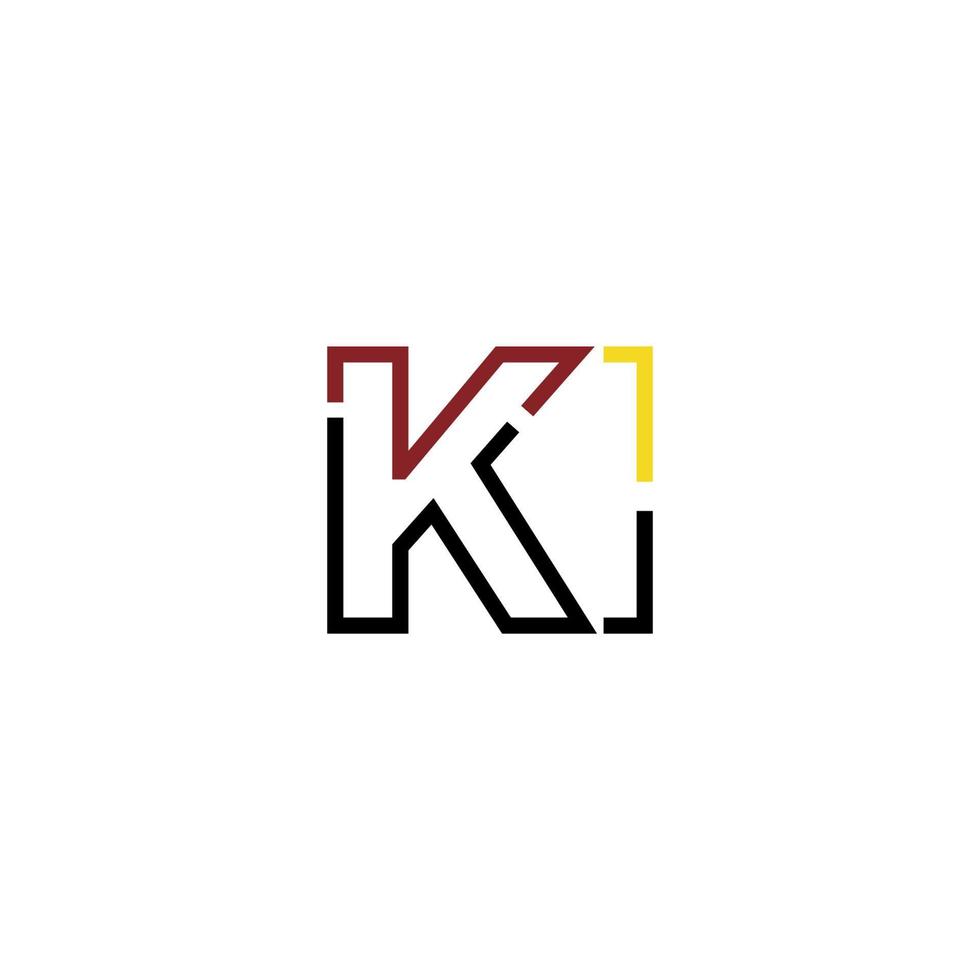 Abstract letter KI logo design with line connection for technology and digital business company. vector