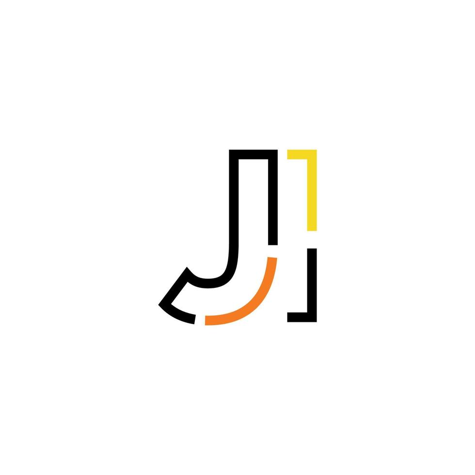 Abstract letter JI logo design with line connection for technology and digital business company. vector