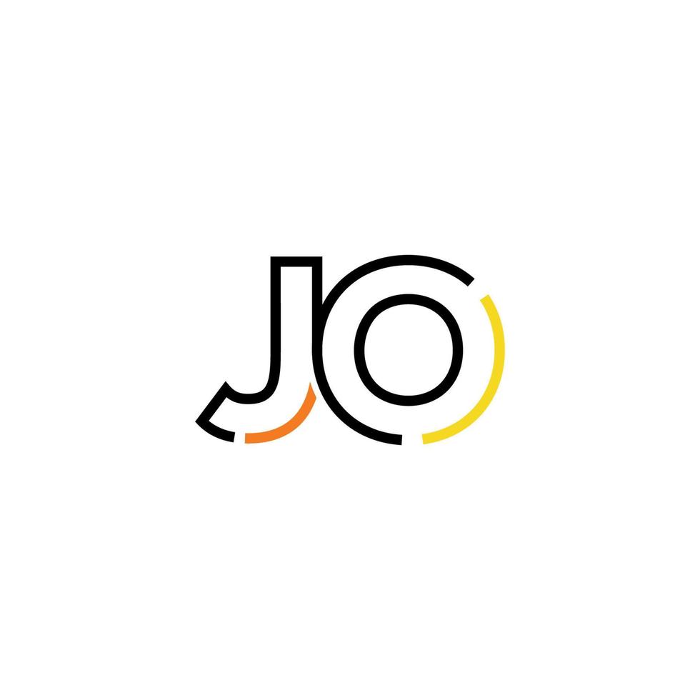 Abstract letter JO logo design with line connection for technology and digital business company. vector