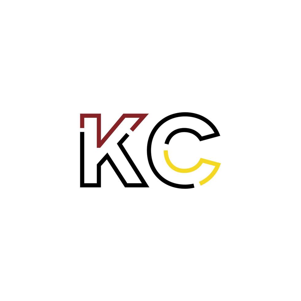 resumen letra kc logo diseño con línea conexión para tecnología y digital negocio compañía. vector