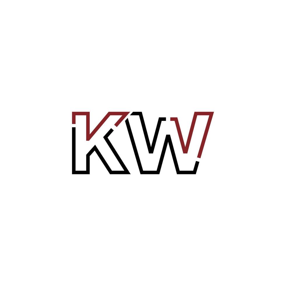 Abstract letter KW logo design with line connection for technology and digital business company. vector
