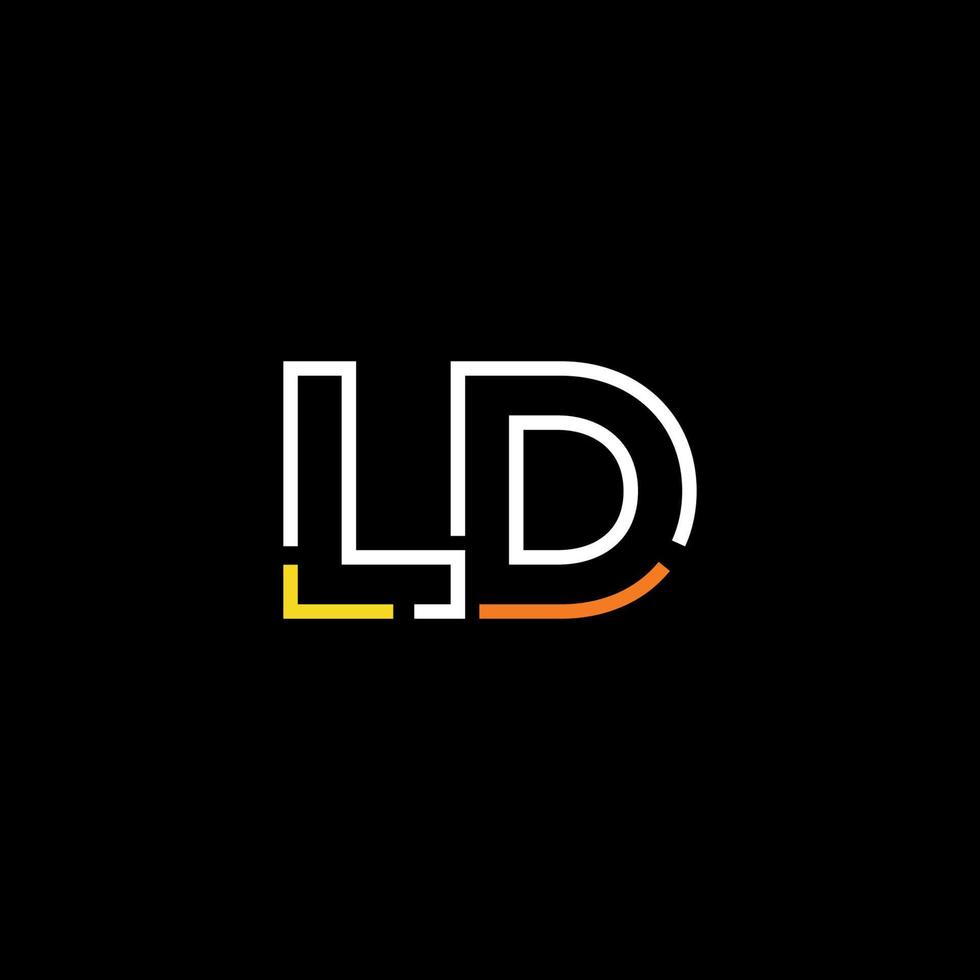 Abstract letter LD logo design with line connection for technology and digital business company. vector