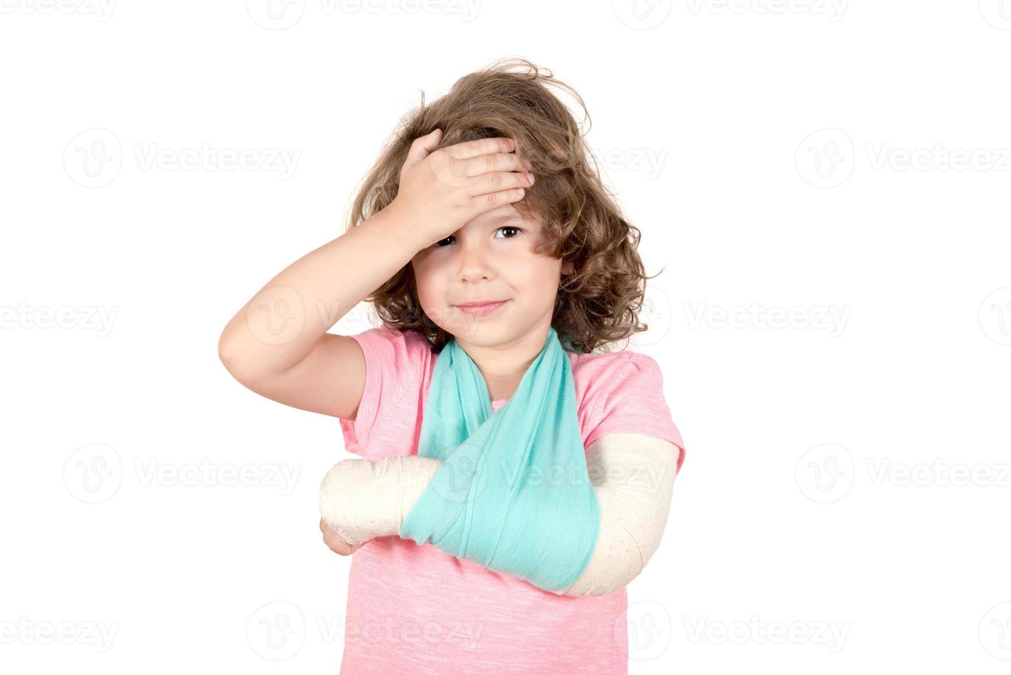 Little child with broken hand photo