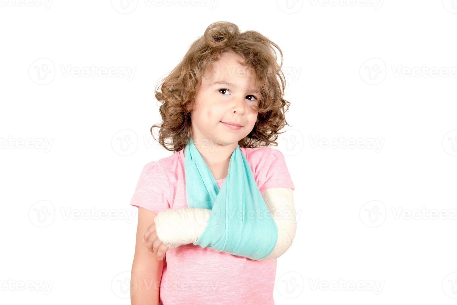 Little child with broken hand photo