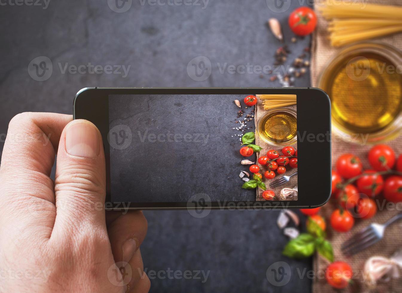 Cocinando ingredientes y blanco espacio foto