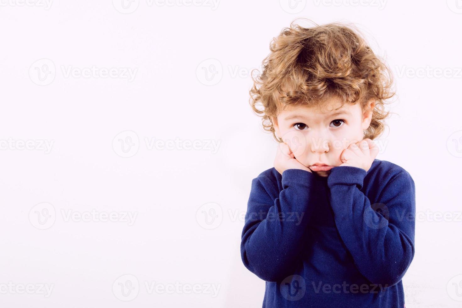 Portrait of worried child photo