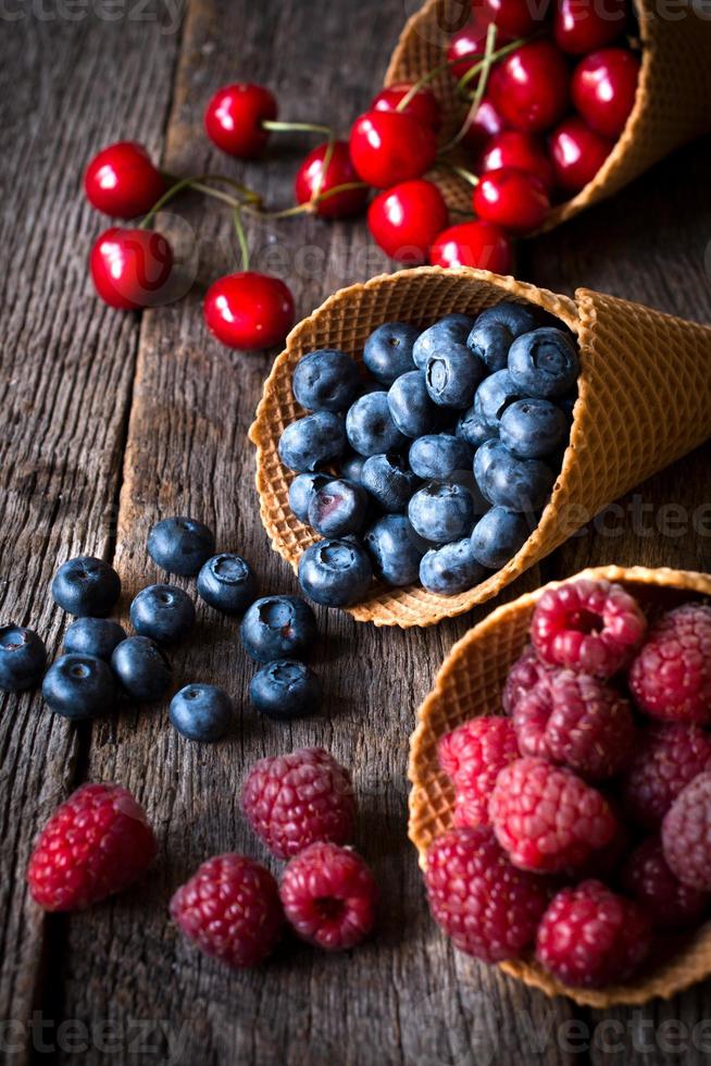 Fresh fruits in cone photo