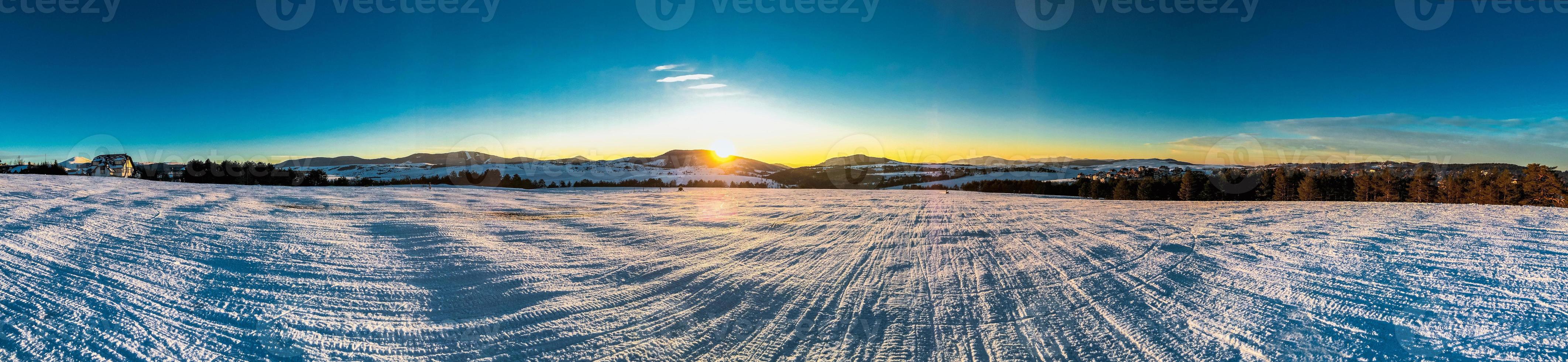 panorama of mountain landscape winter photo