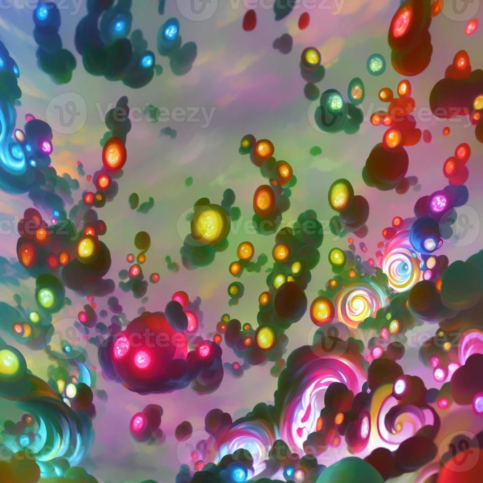 Abstract multicolor liquid holographic background, Digital painted abstract texture photo