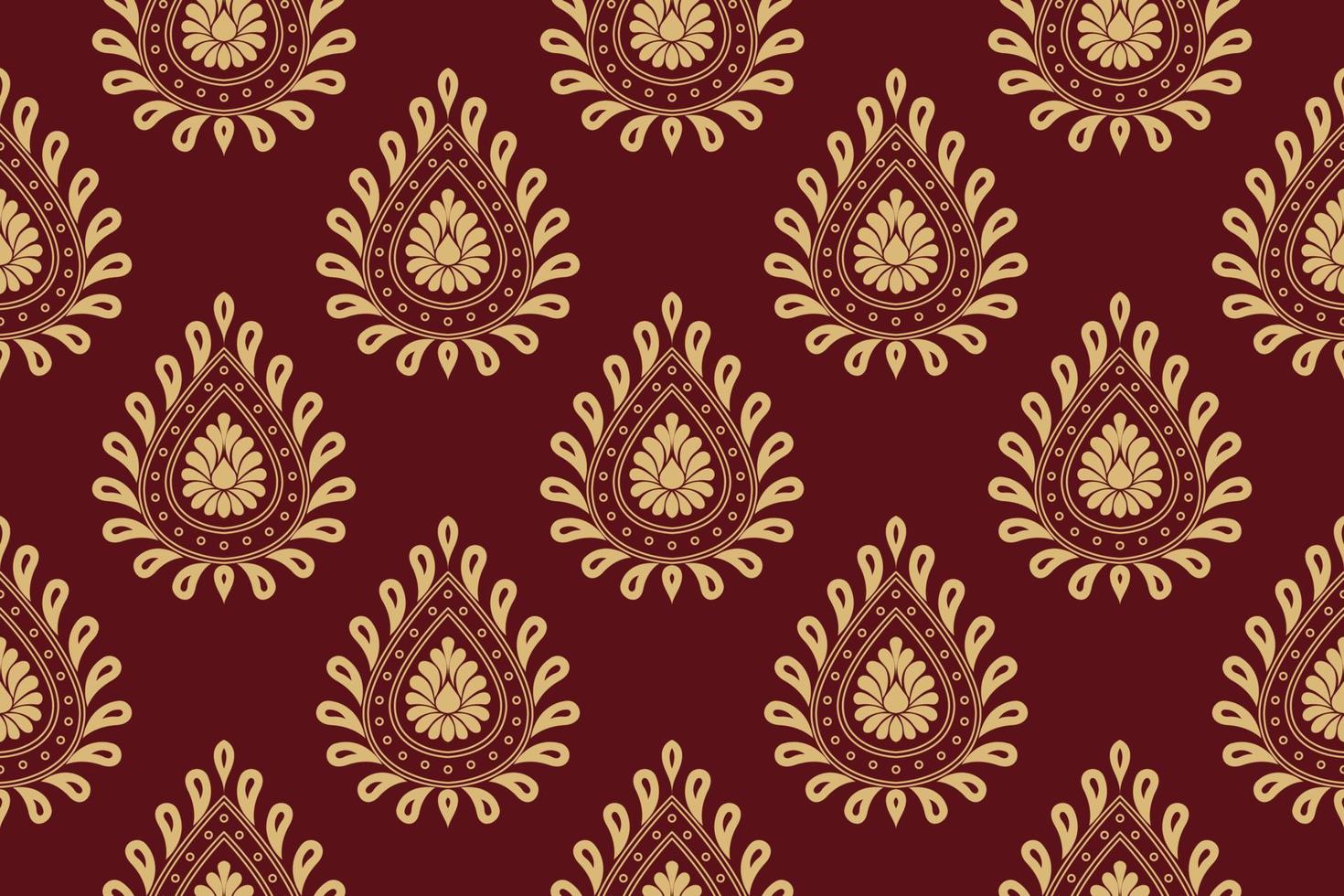 Ethnic pattern. Kerchief Pattern. Silk neck scarf. Bandana Print. Headscarf. Floral vintage style. Indonesian batik. Textile, Fabric, Tile, Clothing. Tribal texture. Vector. Blue, Red, Gold, Yellow. vector