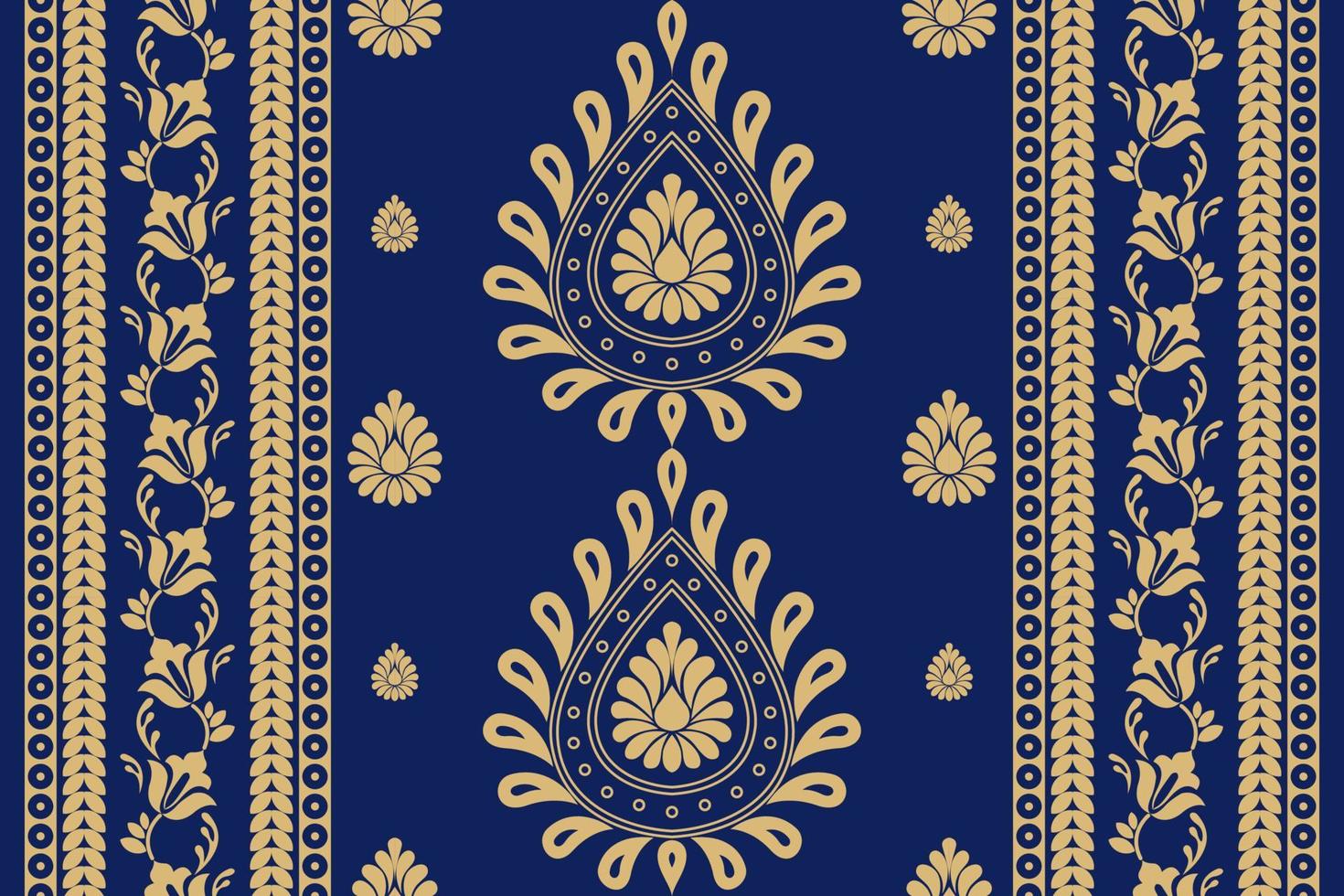 Ethnic pattern. Kerchief Pattern. Silk neck scarf. Bandana Print. Headscarf. Floral vintage style. Indonesian batik. Textile, Fabric, Tile, Clothing. Tribal texture. Vector. Blue, Red, Gold, Yellow. vector