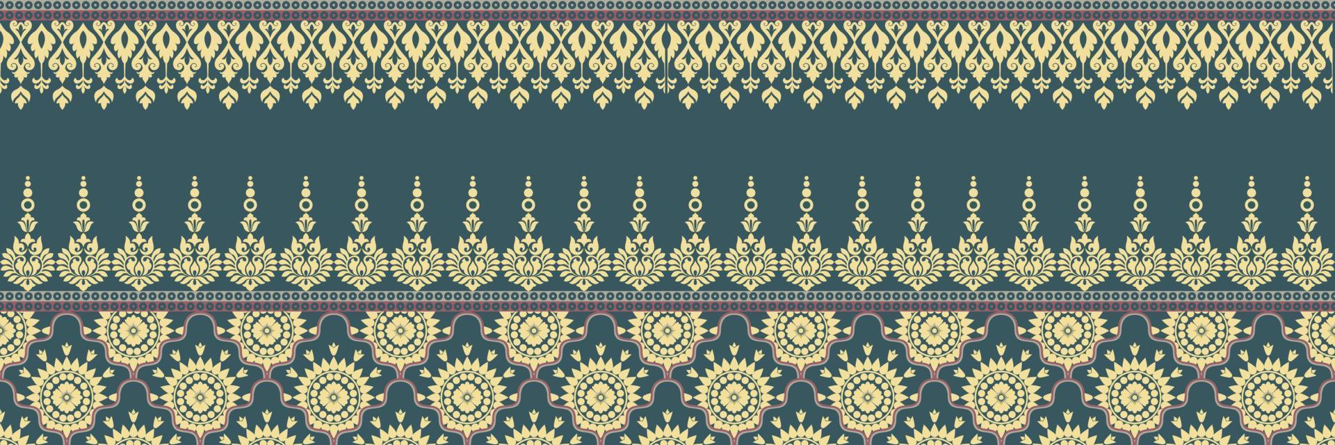 Ethnic pattern. Kerchief Pattern. Silk neck scarf. Bandana Print. Headscarf. Floral vintage style. Indonesian batik. Textile, Fabric, Tile, Clothing. Tribal texture. Vector. Blue, Red, Gold, Yellow. vector