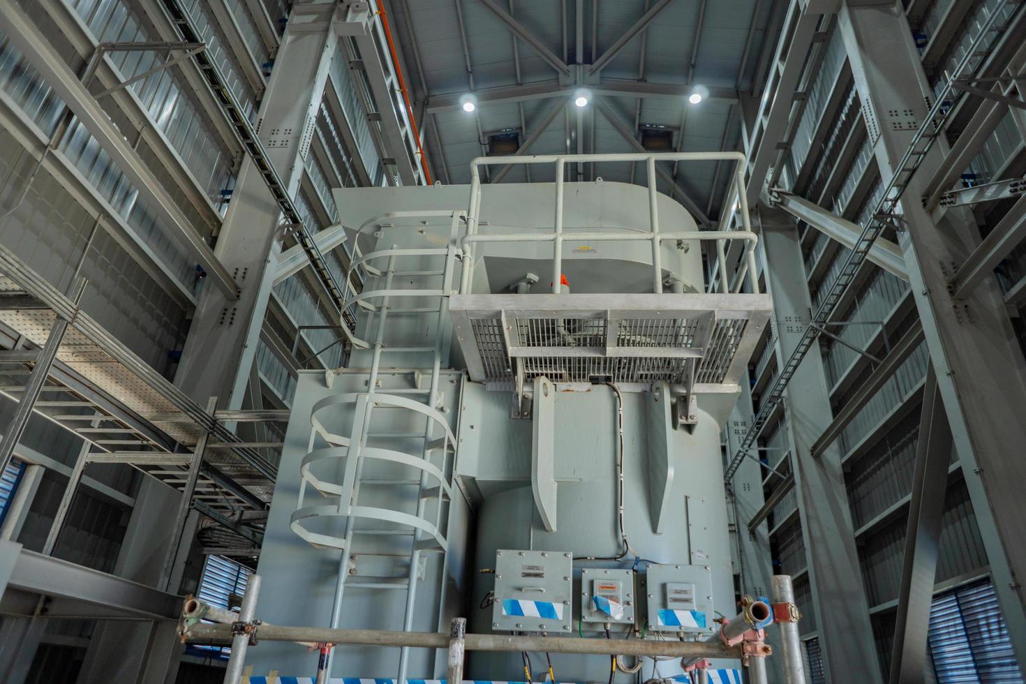 Sea water intake pump equipment on power plant project. The photo is suitable to use for industry background photography, power plant poster and electricity content media.