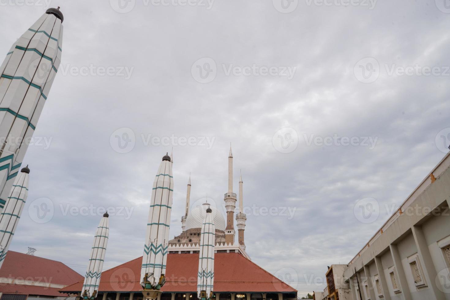 Great mosque on the Semarang Central Java, when day time with cloudy sky. The photo is suitable to use for Ramadhan poster and Muslim content media.