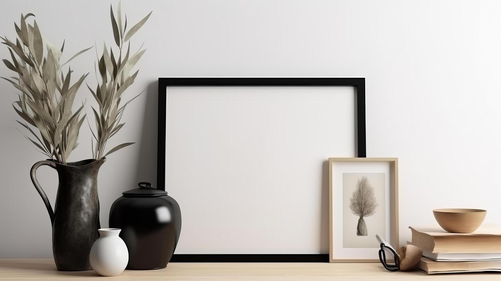 Frame mockup in interior. Illustration photo