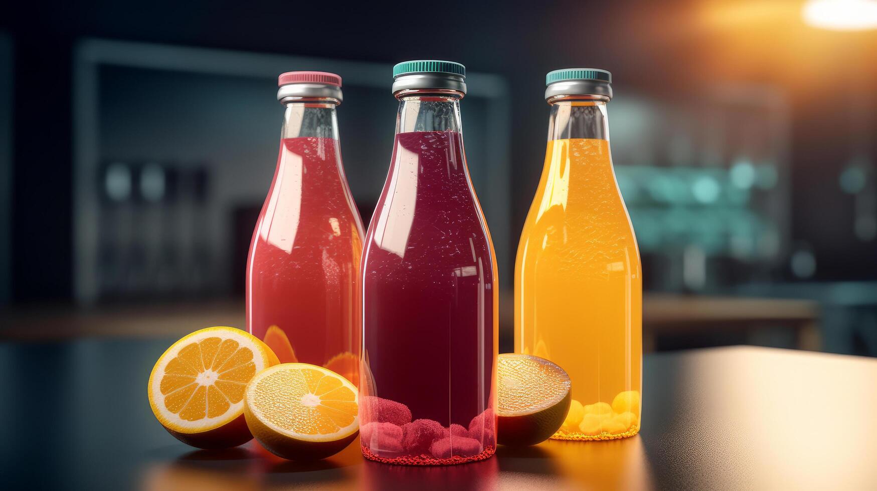 Juice bottles. Illustration photo