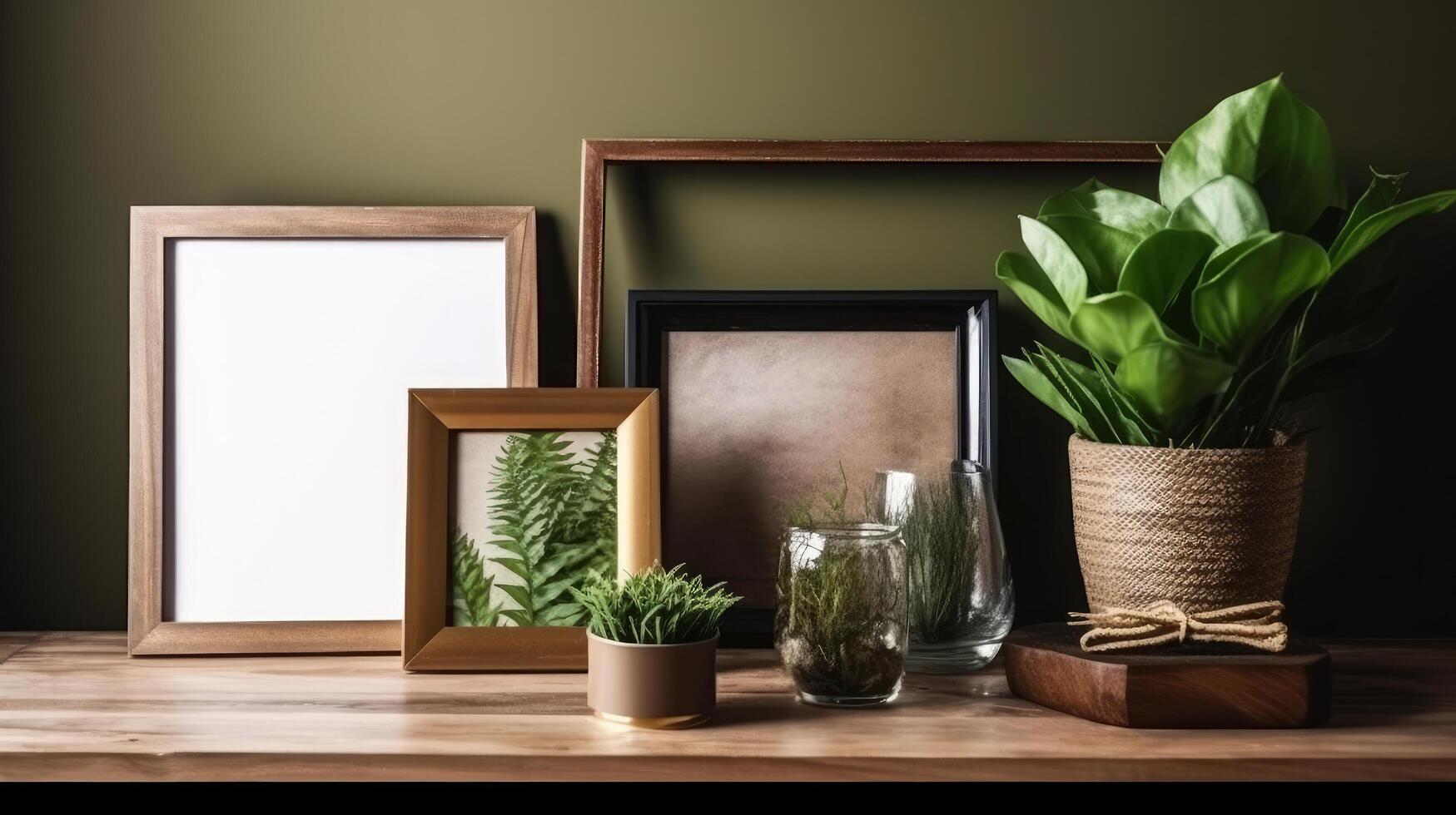 Frame mockup in interior. Illustration photo
