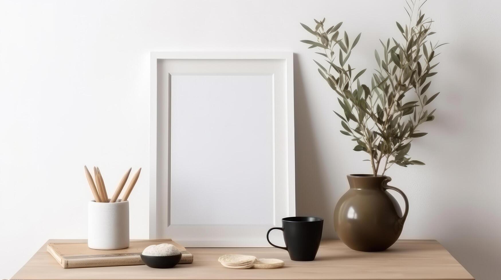 Frame mockup in interior. Illustration photo