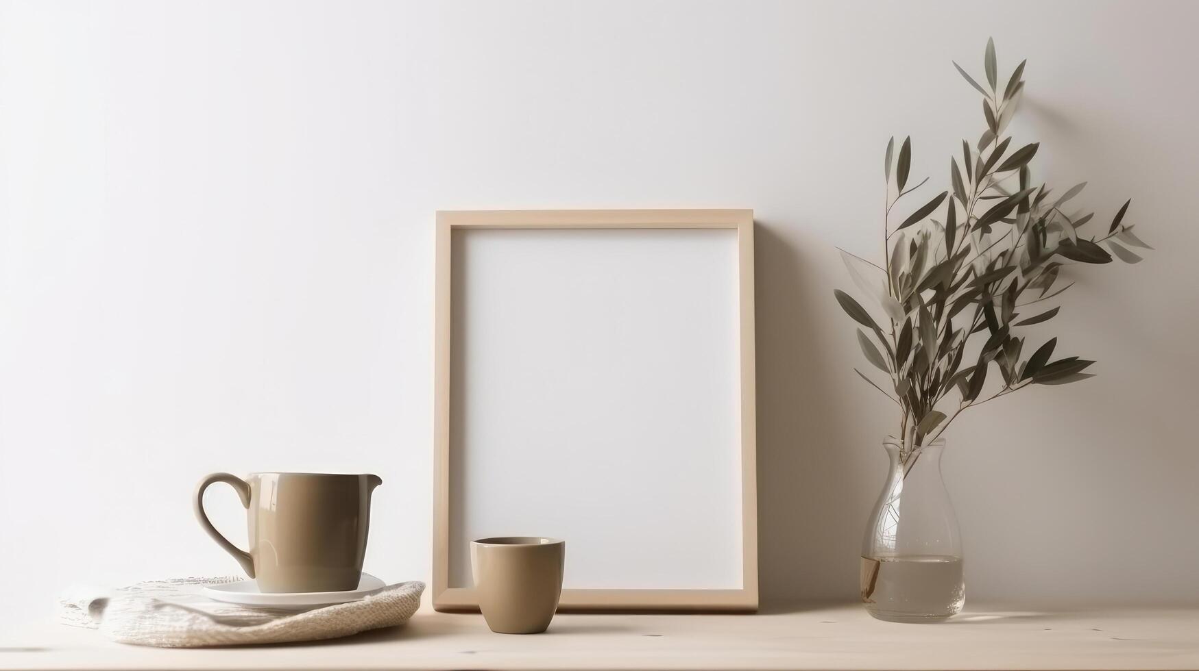 Frame mockup in interior. Illustration photo