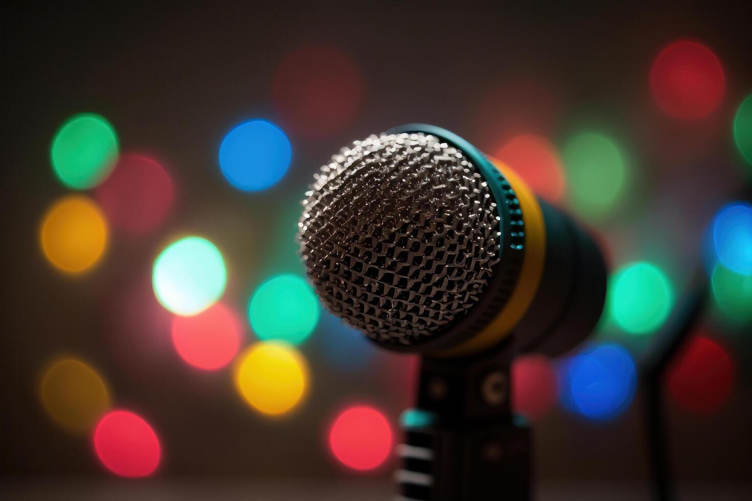 Microphone on bokeh background. Illustration photo