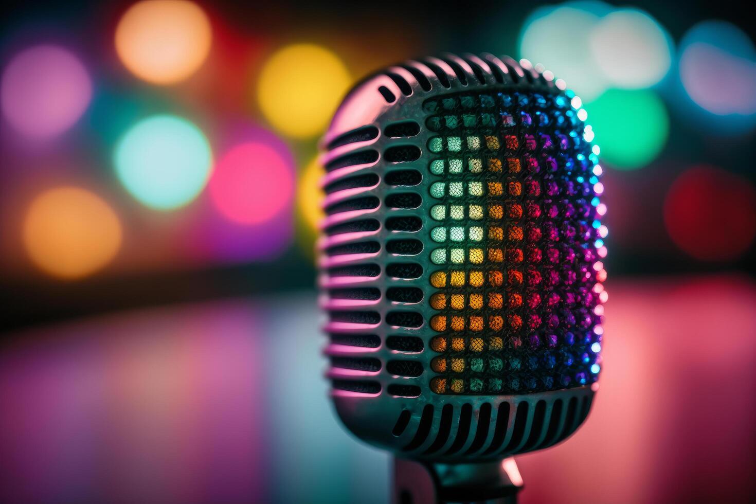 Microphone on bokeh background. Illustration photo