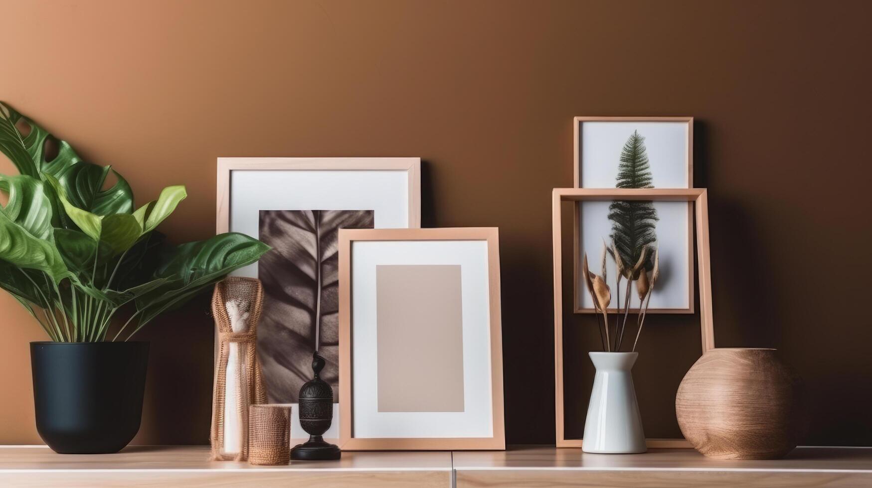 Frame mockup in interior. Illustration photo