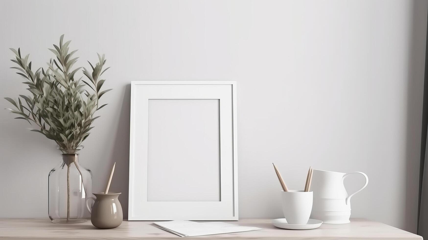Frame mockup in interior. Illustration photo