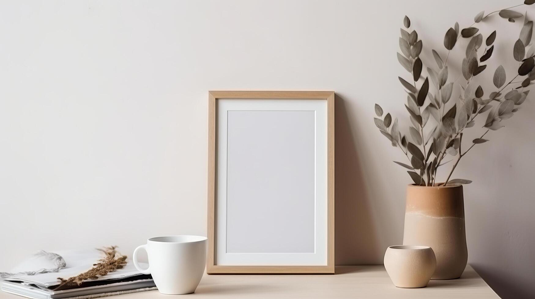 Frame mockup in interior. Illustration photo