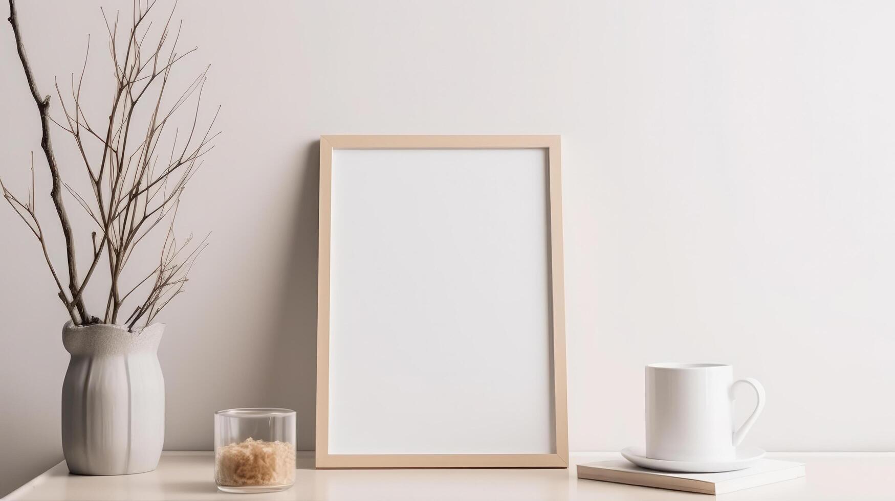 Frame mockup in interior. Illustration photo