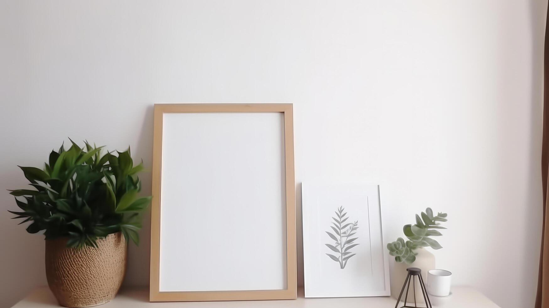 Frame mockup in interior. Illustration photo