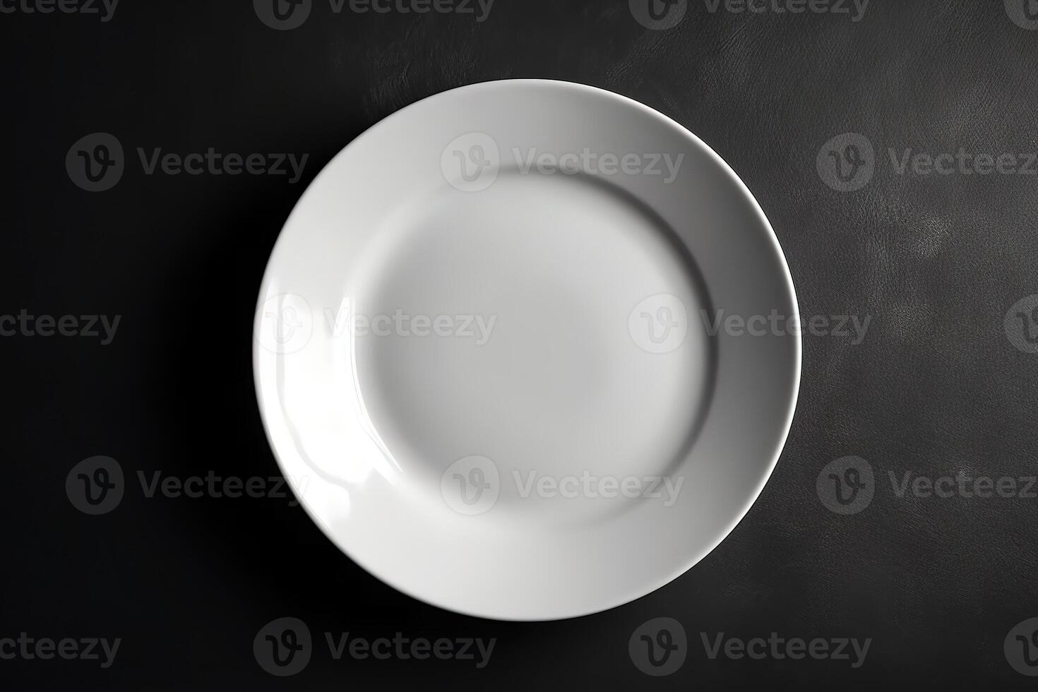 Blank White Plate Top View for Mockup Illustration with photo