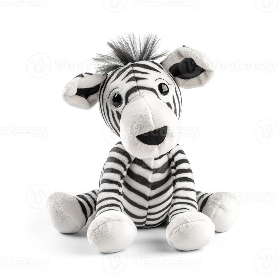 Cute Zebra Animal Plus Toy White Background Animal Doll with photo