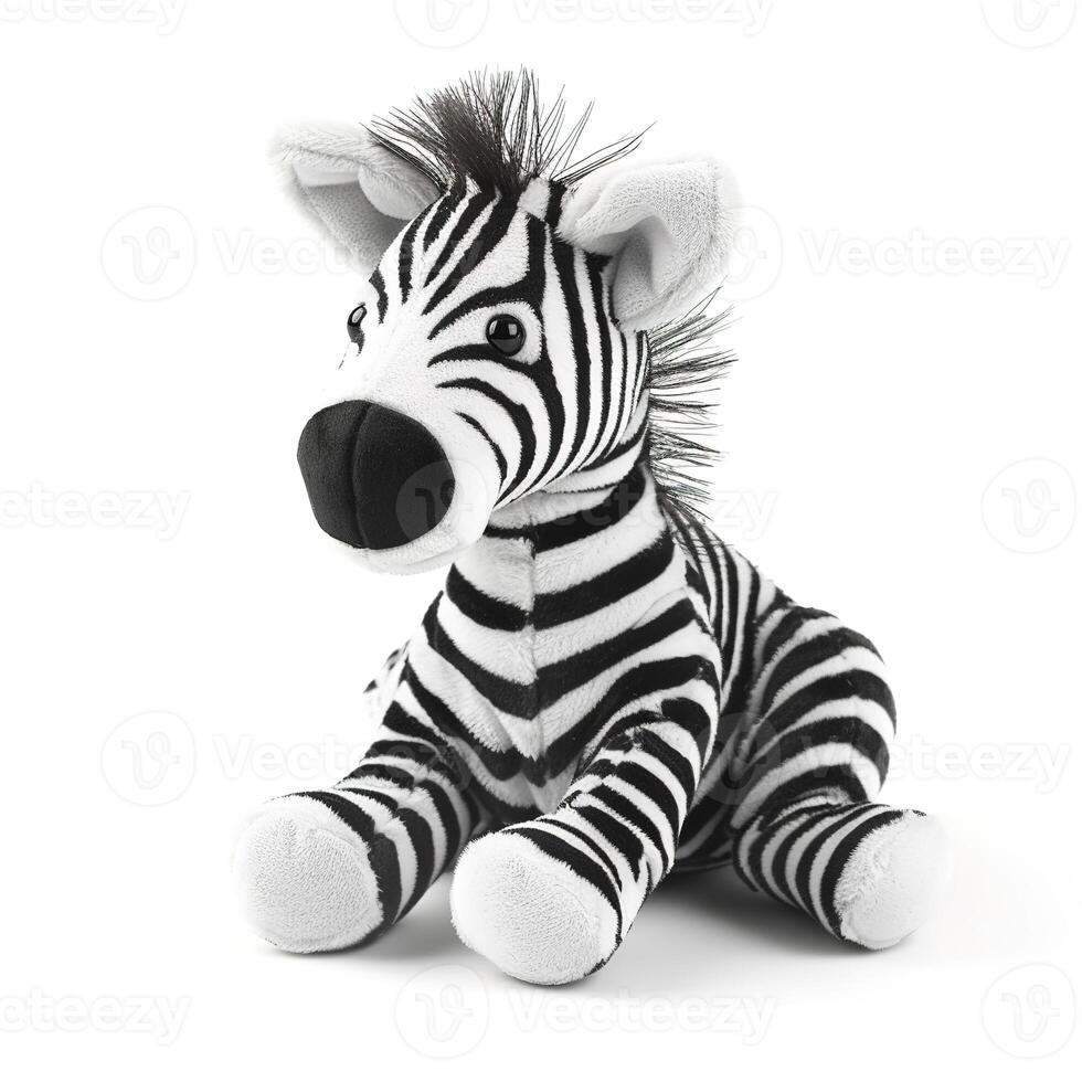 Cute Zebra Animal Plus Toy White Background Animal Doll with photo