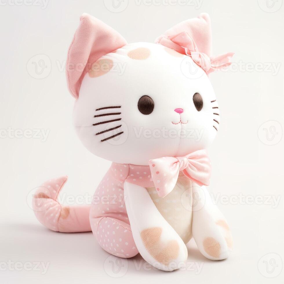 Cute Cat Animal Plus Toy White Background Animal Doll with photo