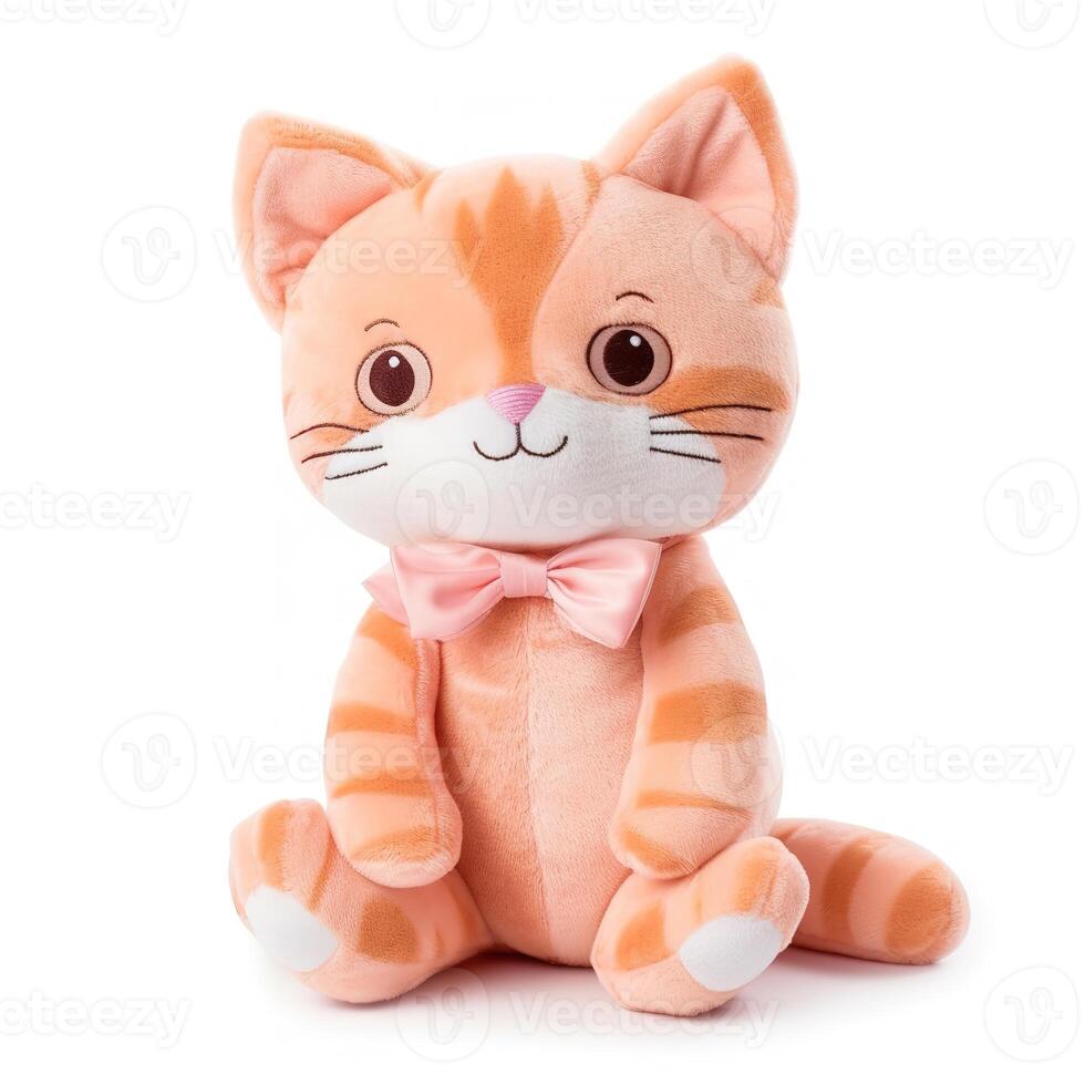 Cute Cat Animal Plus Toy White Background Animal Doll with photo