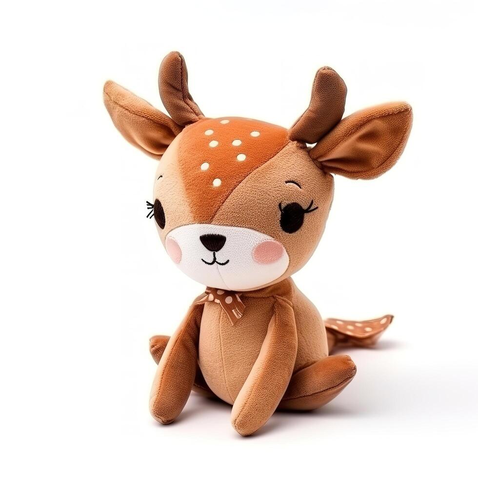 Cute Deer Animal Plush Toy White Background Animal Doll with photo